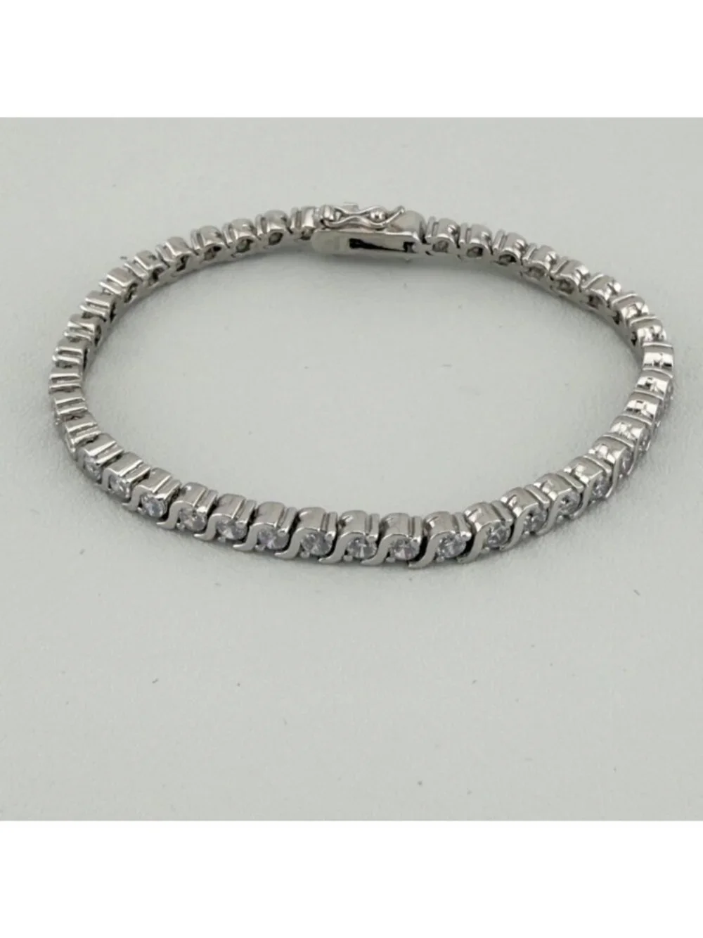 Cubic Zirconia Silver Plated Tennis Bracelet 6.75